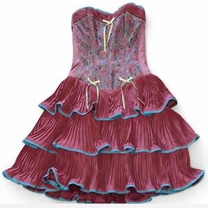 Vintage Y2K Betsey Johnson Pleated Corset Cupcake Dress